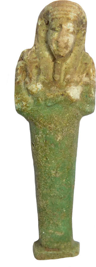 An Egyptian green faience ushabti, c. 1st - 3rd Century B.C.