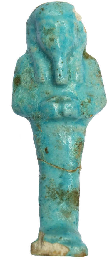 An Egyptian blue faience ushabti of Ankh-ef-en-Khonsu, c. 700 B.C.