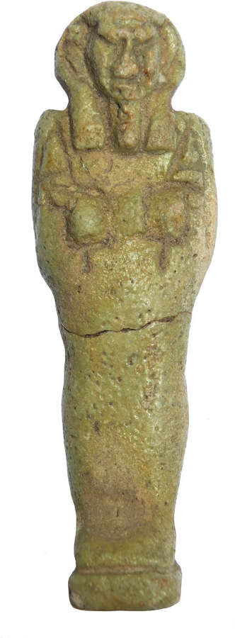 An Egyptian olive green faience ushabti of Weneseb(?), c. 600-30 B.C.
