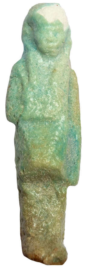 An Egyptian pale blue faience Reis overseer ushabti, c. 1069-747 B.C.