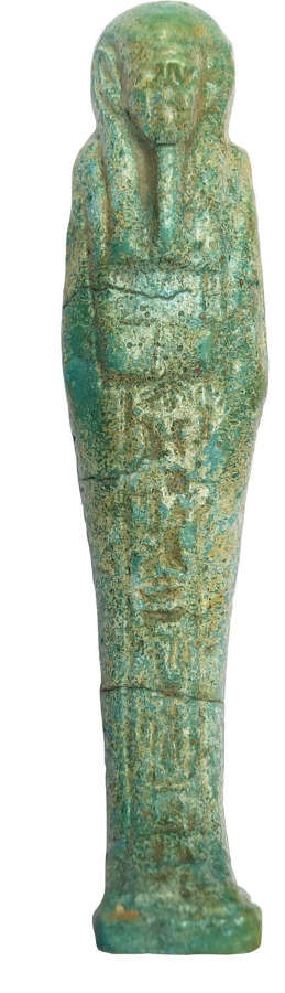 An Egyptian blue faience ushabti of Psametichus, c. 404-343 B.C.