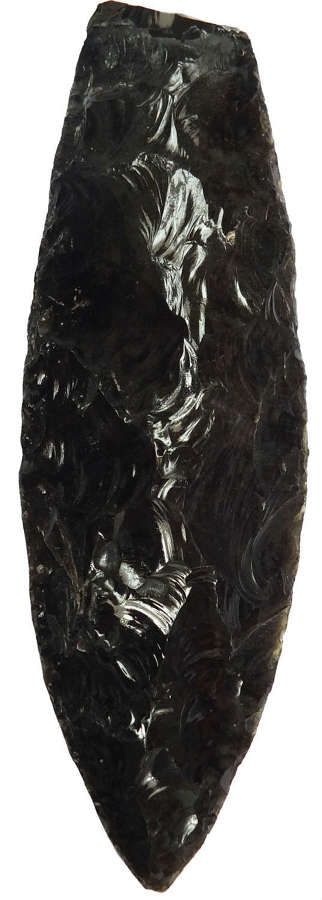 A fine MesoAmerican obsidian knife, before 1500 A.D.