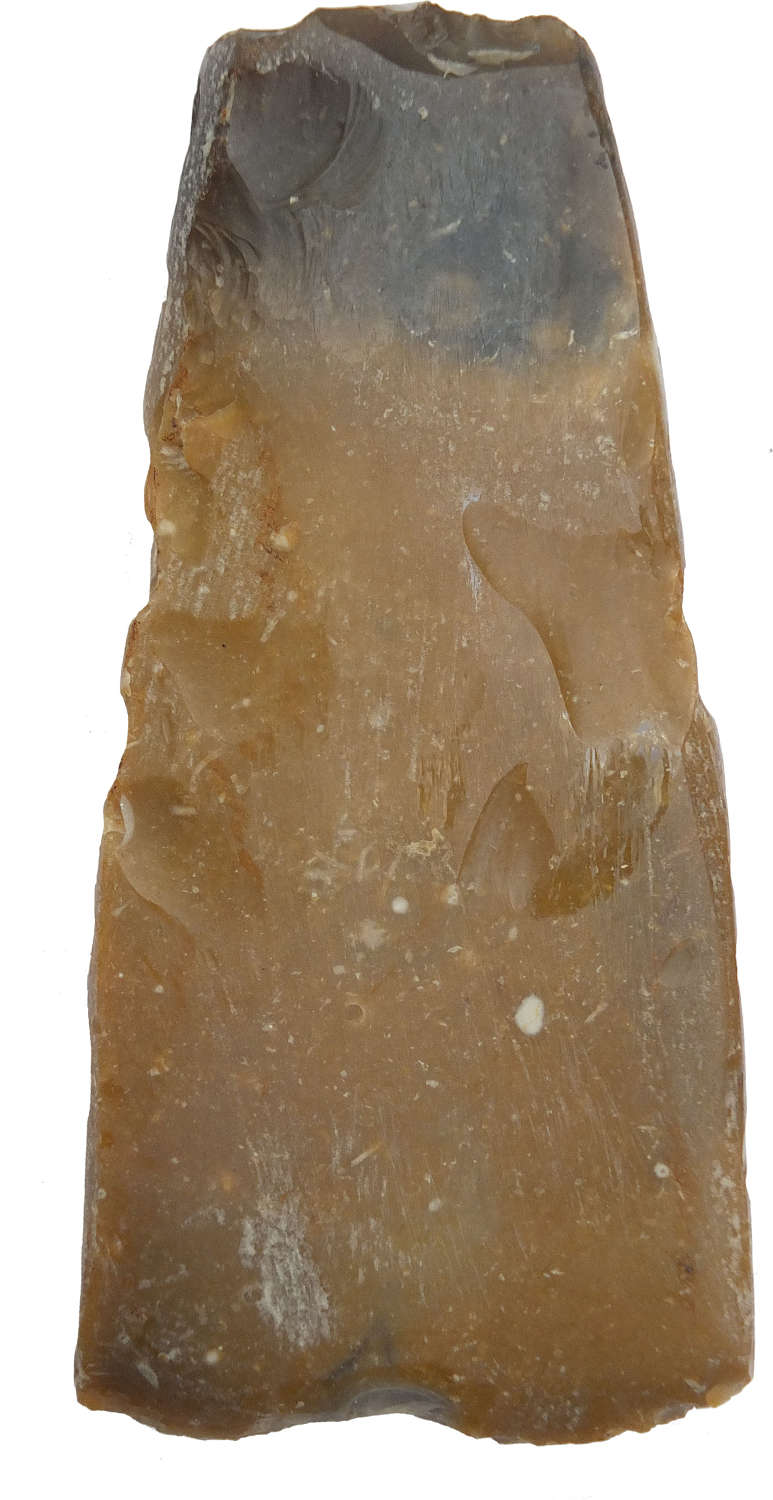 A Danish Neolithic partially polished flint axehead or gouge