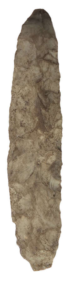A good-sized Neolithic gray chert bifacially-flaked blade