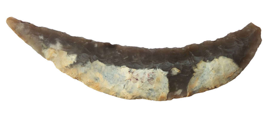 A Danish Neolithic bifacially-flaked brown flint crescentric sickle